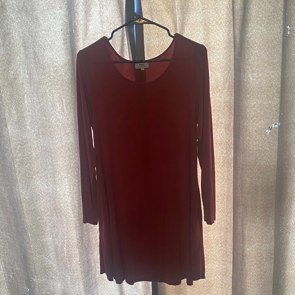 Piko 1988 Deep Red Long Sleeve Dress